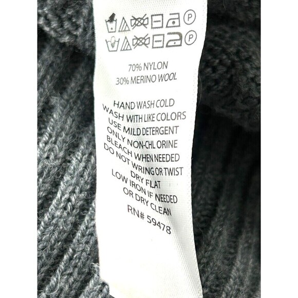 Tahari Women Size L Sweater Dress Storm Gray Cable Knit Cowl Neck Midi Sheath T3 - Picture 12 of 12